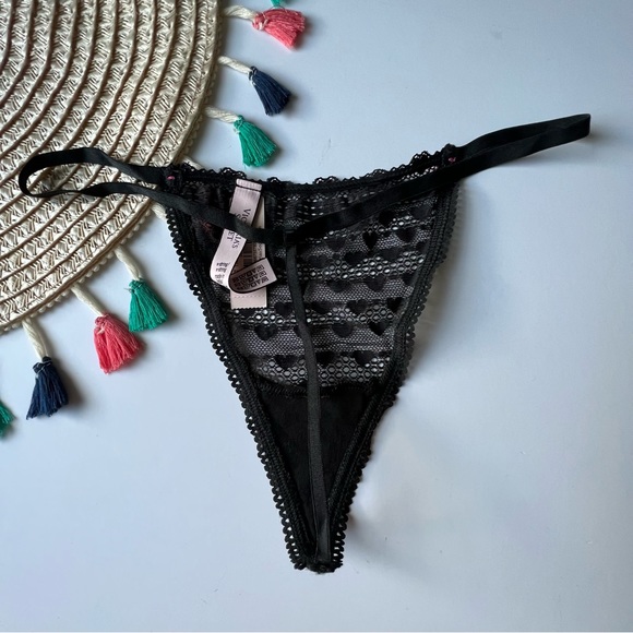 Victoria's Secret Stretch Cotton V-String Panty Black Medium NEW - Picture 5 of 7